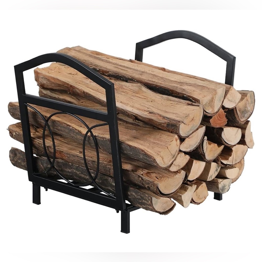 17 Inch Small Firewood Log Rack Indoor/Outdoor Steel Wood Storage Log Rack Bin W